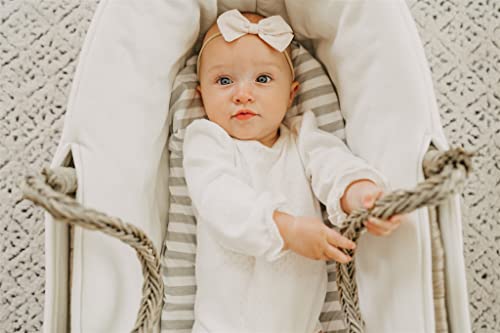 NODNAL CO. Bassinet Fitted Sheet Set 3 Pack 100% Jersey Gray Cotton for Baby Girl/Boy - Grey Chevron, Polka Dot and Stripe 160 GSM Sheets