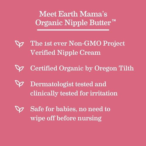 Organic Nipple Butter Breastfeeding Cream by Earth Mama | Lanolin-free, Safe for Nursing & Dry Skin, Non-GMO Project Verified, 2-Fluid Ounce (Packaging May Vary)