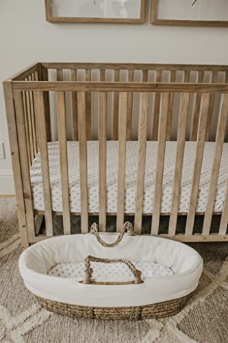 NODNAL CO. Bassinet Fitted Sheet Set 3 Pack 100% Jersey Gray Cotton for Baby Girl/Boy - Grey Chevron, Polka Dot and Stripe 160 GSM Sheets