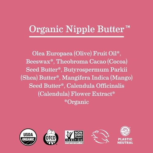 Organic Nipple Butter Breastfeeding Cream by Earth Mama | Lanolin-free, Safe for Nursing & Dry Skin, Non-GMO Project Verified, 2-Fluid Ounce (Packaging May Vary)