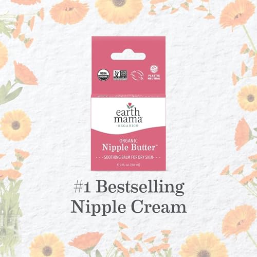 Organic Nipple Butter Breastfeeding Cream by Earth Mama | Lanolin-free, Safe for Nursing & Dry Skin, Non-GMO Project Verified, 2-Fluid Ounce (Packaging May Vary)