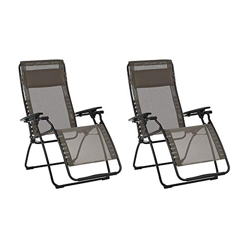 Lafuma Futura Batyline Series Relaxation Lawn Chair Recliner, Graphite (2 Pack)