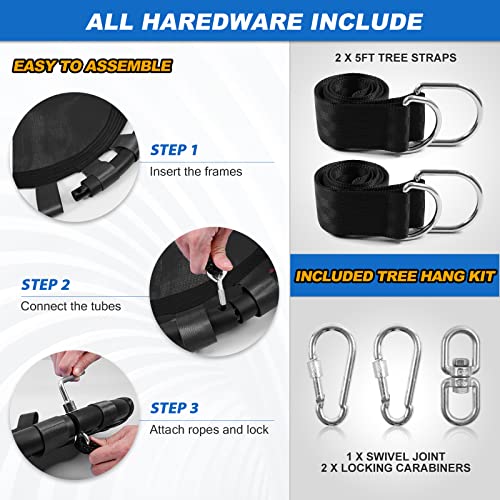 Odoland 24 Tree Swing Set for Kids - Outdoor/Indoor Round Swing with Adjustable Hanging Ropes  Great for Tree, Swing Set, Backyard, Playground, Playroom - Accessories Included