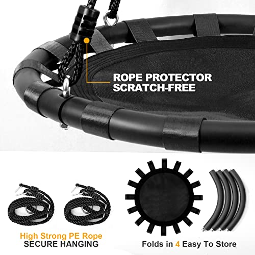 Odoland 24 Tree Swing Set for Kids - Outdoor/Indoor Round Swing with Adjustable Hanging Ropes  Great for Tree, Swing Set, Backyard, Playground, Playroom - Accessories Included