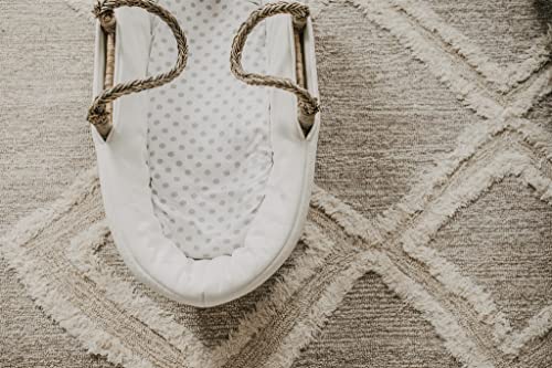 NODNAL CO. Bassinet Fitted Sheet Set 3 Pack 100% Jersey Gray Cotton for Baby Girl/Boy - Grey Chevron, Polka Dot and Stripe 160 GSM Sheets