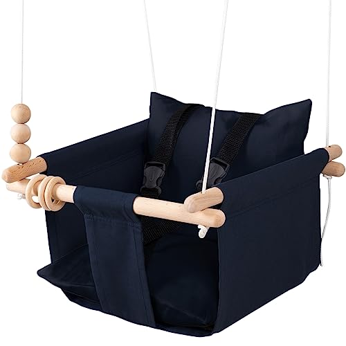 Mass Lumber Toddler Swing Seat with Ceiling Hardwares, Include Carry Bag and Safety Harness Temporary Canvas Baby Swing Outdoor Infant Swings for Outside Baby Swings for Infants to Toddler Indoor