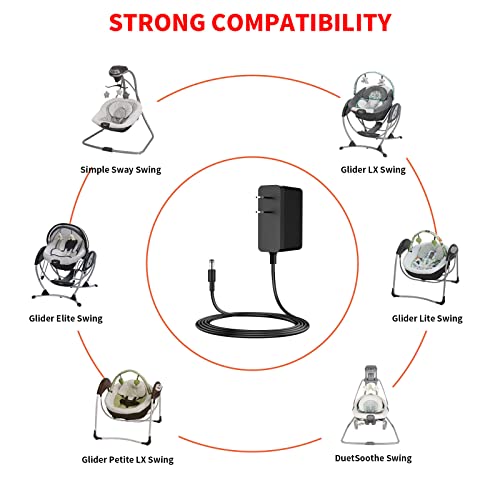 Nokker 5V Swing Power Cord for Graco Swings: Simple Sway, Glider LX, Glider Elite, Glider Premier, Glider Lite, Glider Petite LX, Lovin Hug, Sweetpeace, DuetSoothe, DuetConnect LX