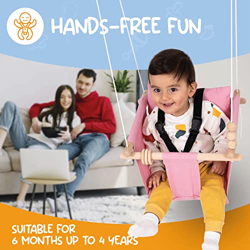 Mass Lumber Soft Infant Swing Outdoor with Safety Belt, Ceiling Hardwares, Storage Bag, Toddler Swings for Outside Baby Swing Outside Baby Swings for Infants Outdoor Canvas Baby Swing Seat Indoor