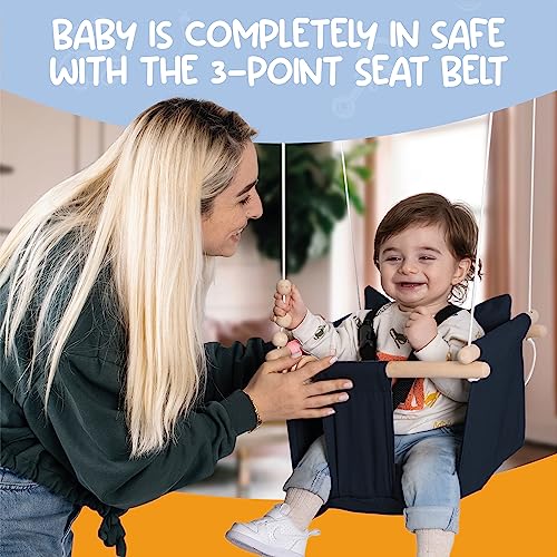 Mass Lumber Toddler Swing Seat with Ceiling Hardwares, Include Carry Bag and Safety Harness Temporary Canvas Baby Swing Outdoor Infant Swings for Outside Baby Swings for Infants to Toddler Indoor
