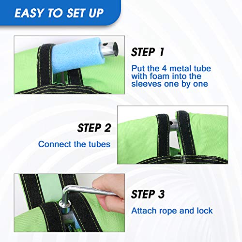 Odoland 24 inch Children Tree Swing SwingSeat, Outdoor Saucer Rope Swing Platform Swing for Kid, Round Swingset wirh Adjustable Hanging Ropes for Indoor, Backyard and Playground Green