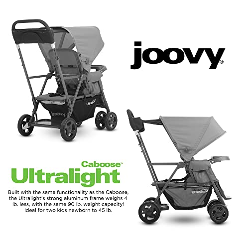 Joovy Caboose Ultralight Graphite Stroller, Sit and Stand, Tandem Stroller, Red