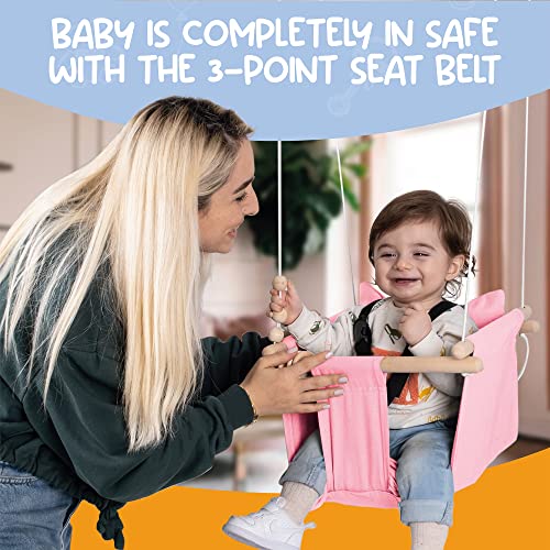 Mass Lumber Soft Infant Swing Outdoor with Safety Belt, Ceiling Hardwares, Storage Bag, Toddler Swings for Outside Baby Swing Outside Baby Swings for Infants Outdoor Canvas Baby Swing Seat Indoor