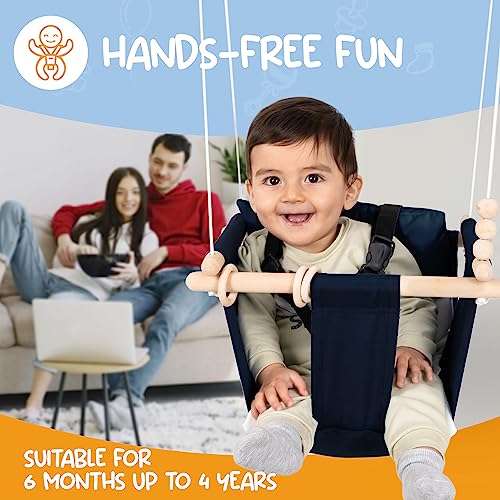Mass Lumber Toddler Swing Seat with Ceiling Hardwares, Include Carry Bag and Safety Harness Temporary Canvas Baby Swing Outdoor Infant Swings for Outside Baby Swings for Infants to Toddler Indoor