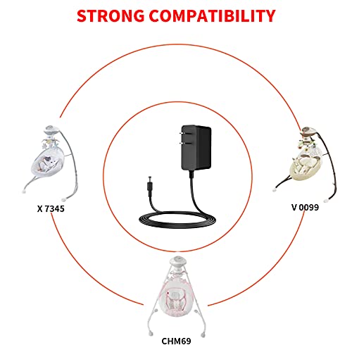 MEROM 6V Baby Swing Power Cord Compatible with Fisher Price Cradle Swing, Rainforest Cradle Swing, Butterfly Ocean Wonders Swing, Ingenuity Swing, Replacement Fisher Price Swing Adapter Cord