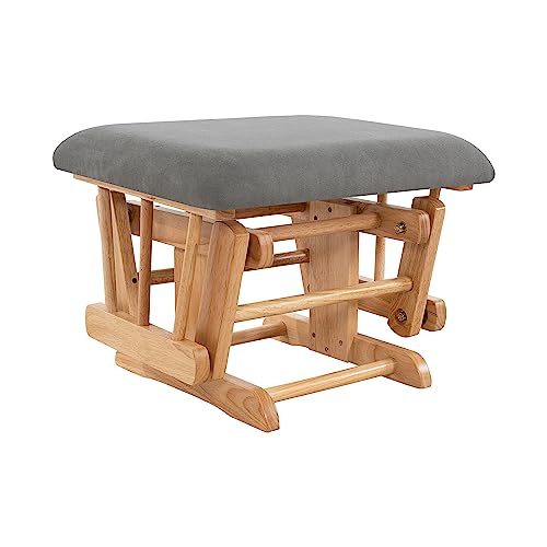 Nursery Glider & Ottoman Sets, Reclining Swivel Glider Rocker with Ottoman, Nursery Rocking Chair for Baby Room, Upholstered Nursery Recliner Glider with Ottoman, Padded Arms - Pecan, Dark Gray