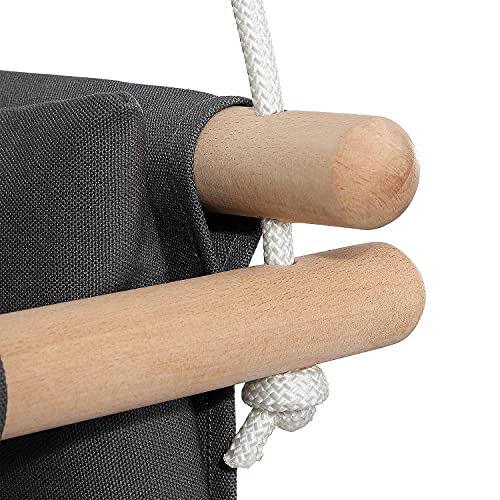 Mlian Secure Canvas and Wooden Baby Hanging Swing Seat Chair Indoor and Outdoor Hammock, Backyard Outside Swing Kids Toys Swings Set 6-36 Months Bear Ear Decor