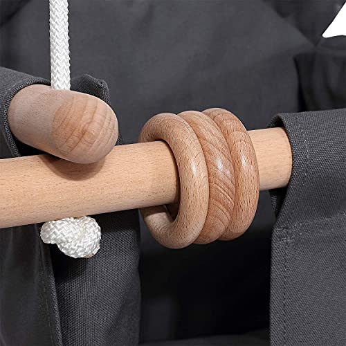 Mlian Secure Canvas and Wooden Baby Hanging Swing Seat Chair Indoor and Outdoor Hammock, Backyard Outside Swing Kids Toys Swings Set 6-36 Months Bear Ear Decor
