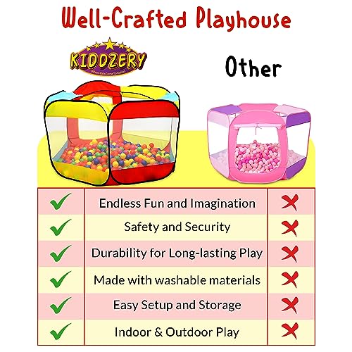 Kiddey Ball Pit Play Tent for Kids - 6-Sided Ball Pit for Kids Toddlers and Baby - Fill with Plastic Balls (Balls Not Included) or Use As an Indoor / Outdoor Play Tent