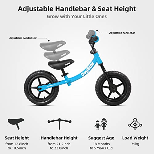 JOYSTAR 12 Inch Kids Balance Bike for Ages 1 2 3 4 5 Years Old Boys, Toddler Push Bike for Children, 12" Kids Glider Bike, Blue
