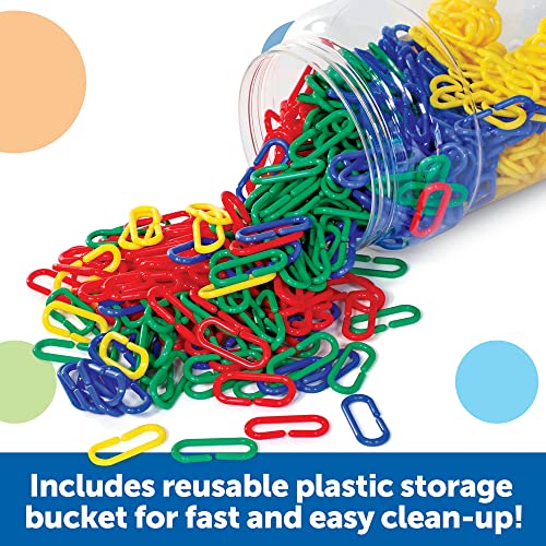 Learning Resources Link 'N' Learn Links, Bucket of 500 Assorted Color Links, Ages 3+