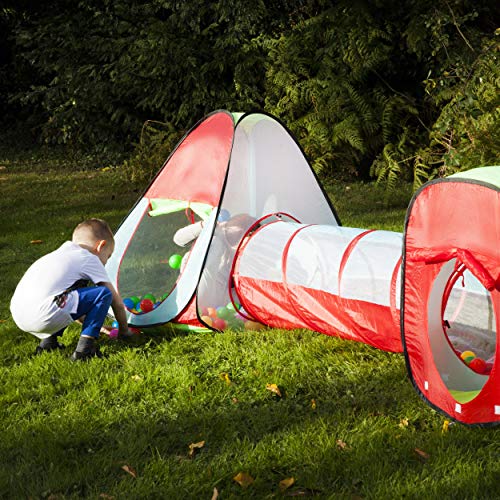 Kiddey Childrens Play Tent with Tunnel (3-Piece Set)  Indoor/Outdoor Playhouse for Boys and Girls  Lightweight, Easy to Setup (Balls Not Included)