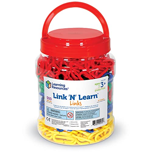 Learning Resources Link 'N' Learn Links, Bucket of 500 Assorted Color Links, Ages 3+