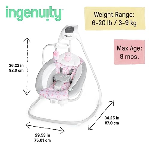 Compact Lightweight 6-Speed Baby Swing with Vibrations (Pink)