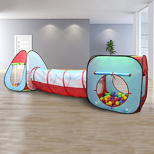 Kiddey Childrens Play Tent with Tunnel (3-Piece Set)  Indoor/Outdoor Playhouse for Boys and Girls  Lightweight, Easy to Setup (Balls Not Included)