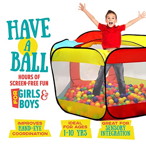 Kiddey Ball Pit Play Tent for Kids - 6-Sided Ball Pit for Kids Toddlers and Baby - Fill with Plastic Balls (Balls Not Included) or Use As an Indoor / Outdoor Play Tent