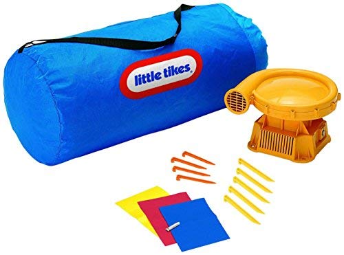 Little Tikes Jump 'n Slide Bouncer with Arched Canopy Overhead Cover, Plus Heavy Duty Blower, Stakes, Repair Patches, and Storage Bag | 3-Kid Capacity, Ages 3-8 Years