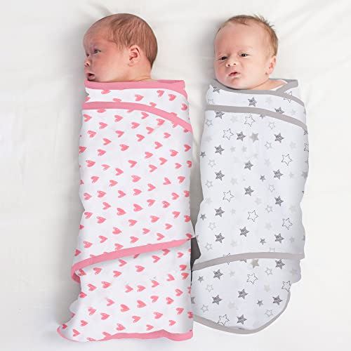 Miracle Blanket Swaddle Wrap for Newborn Infant Baby, Grey Stars