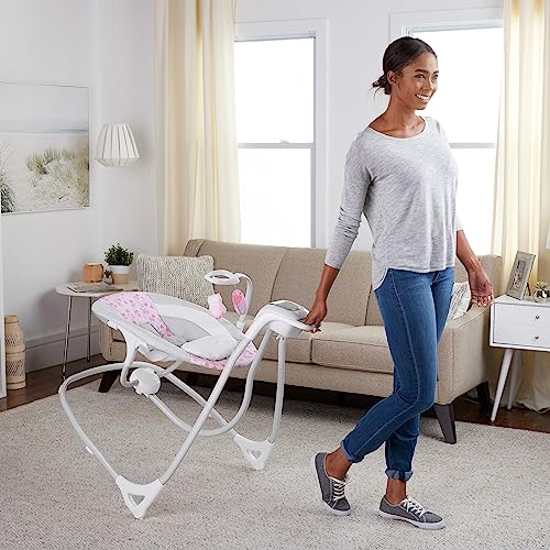 Compact Lightweight 6-Speed Baby Swing with Vibrations (Pink)