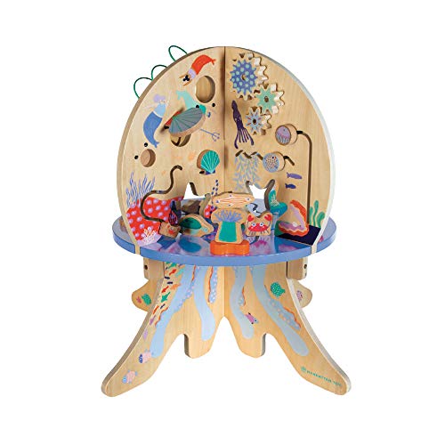 Manhattan Toy Deep Sea Adventure Wooden Toddler Activity Center with Spinning Gears, Gliders, Peekaboo Mirror and Bead Runs