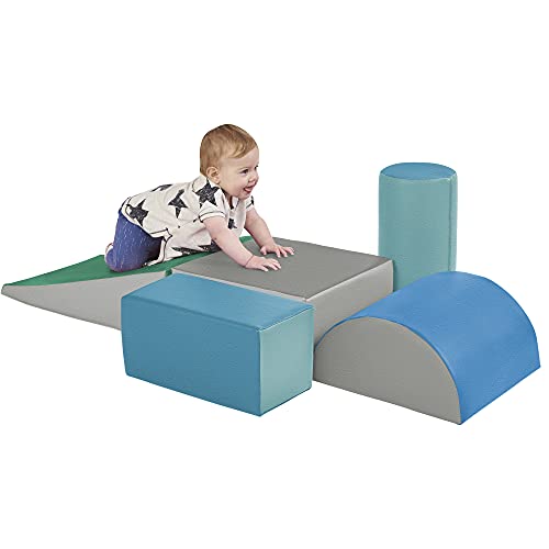 ECR4Kids-ELR-12683F SoftZone Climb and Crawl Activity Play Set  Lightweight Foam Shapes for Climbing, Crawling and Sliding for Toddlers and Kids (5-Piece), Contemporary
