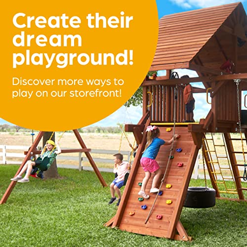 Jungle Gym Kingdom 18" Trapeze Swing Bar Rings 48" Heavy Duty Chain Swing Set Accessories & Locking Carabiners (Green)