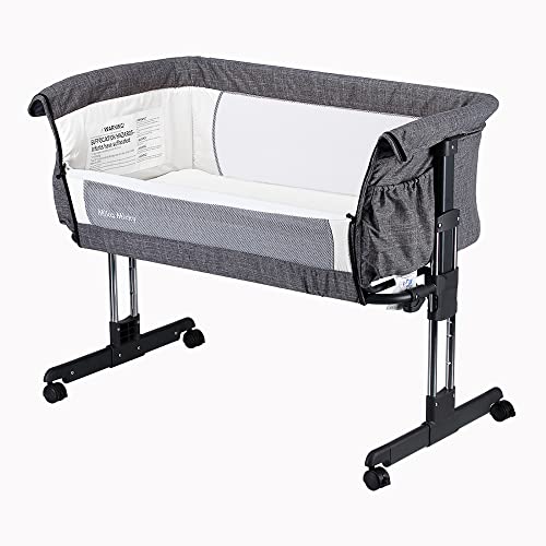 Mika Micky Bedside Sleeper Easy Folding Portable Crib,Grey