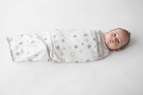Miracle Blanket Swaddle Wrap for Newborn Infant Baby, Grey Stars