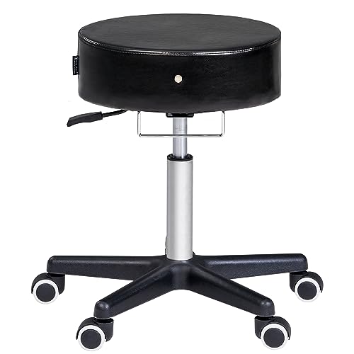 Master Massage Deluxe Glider Rolling Stool, Larger Seat Better Wheels with Grab Bar, Black