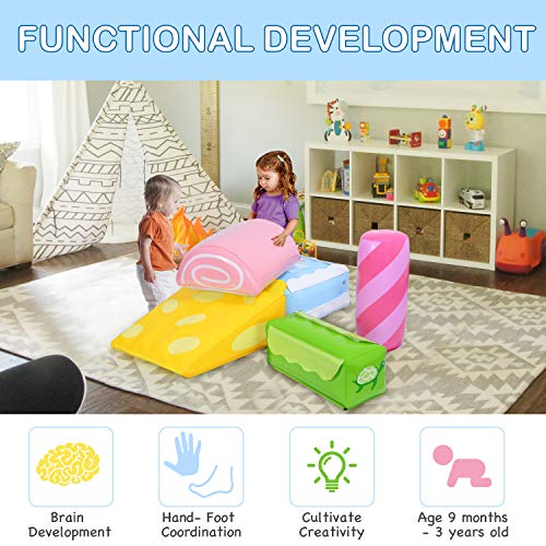 MAGIFIRE 5 Pieces Inflatable Climb and Crawl Play Set Blocks Climbing Toys Gifts for Baby Infants Toddlers Indoor, Lightweighted Blocks with Velcro, Anti-Slip and Flexible Combination