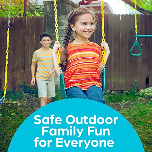 Jungle Gym Kingdom Swing Seat Heavy Duty 66" Chain Plastic Coated - Playground Swing Set Accessories Replacement Green