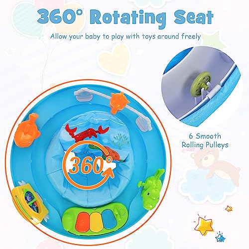 HONEY JOY Activity Jumper, Ocean Discovery Infant Bouncer Jumperoo Activity Center w/Music, Lights Sounds, Developmental Toys, 360-Degree Seat, Baby Jumpers and Bouncers for Boys Girls Ages 6 months +