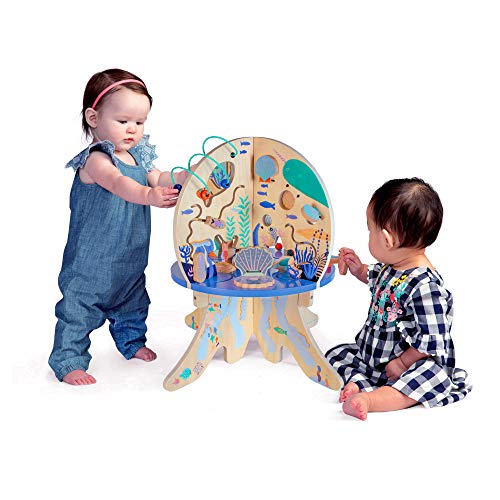 Manhattan Toy Deep Sea Adventure Wooden Toddler Activity Center with Spinning Gears, Gliders, Peekaboo Mirror and Bead Runs