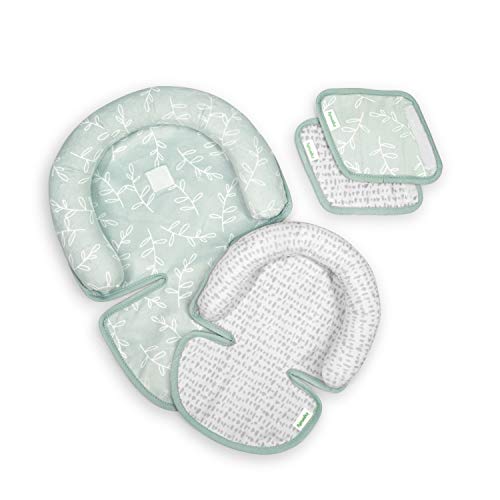 Ingenuity Head in The Clouds 2Piece Head Support Insert & Strap Covers for Car Seats, Strollers, & Bouncers - Fern