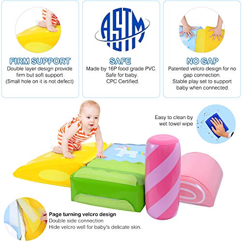 MAGIFIRE 5 Pieces Inflatable Climb and Crawl Play Set Blocks Climbing Toys Gifts for Baby Infants Toddlers Indoor, Lightweighted Blocks with Velcro, Anti-Slip and Flexible Combination