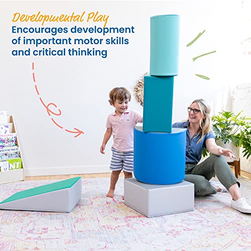 ECR4Kids-ELR-12683F SoftZone Climb and Crawl Activity Play Set  Lightweight Foam Shapes for Climbing, Crawling and Sliding for Toddlers and Kids (5-Piece), Contemporary