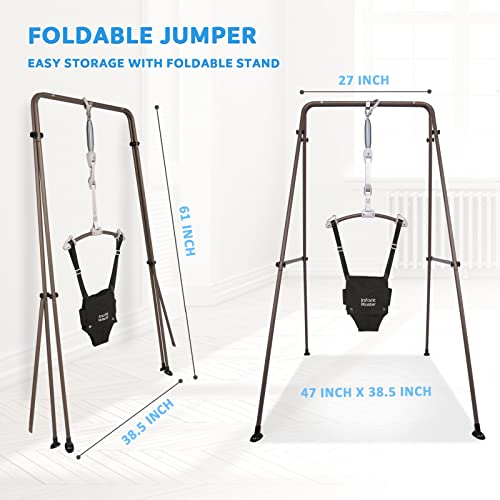 Infant Master Baby Jumper, Stand for Jumper and Bouncers w/Adjustable Seat Bag, Sturdy Frame Structure for Baby Bouncing & Swing Jumper w/Steel Spring, Wise Gift Choice for Infant & Toddler, Black