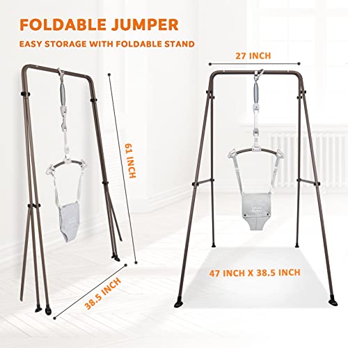 Infant Master Baby Jumper, Stand for Jumper and Bouncers w/Adjustable Seat Bag, Sturdy Frame Structure for Baby Bouncing & Swing Jumper w/Steel Spring, Wise Gift Choice for Infant & Toddler, Grey