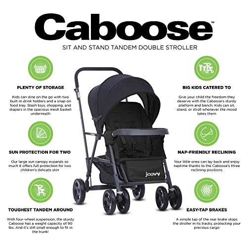 Joovy Caboose Graphite Stand On Tandem Stroller, Black