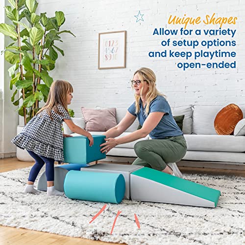 ECR4Kids-ELR-12683F SoftZone Climb and Crawl Activity Play Set  Lightweight Foam Shapes for Climbing, Crawling and Sliding for Toddlers and Kids (5-Piece), Contemporary