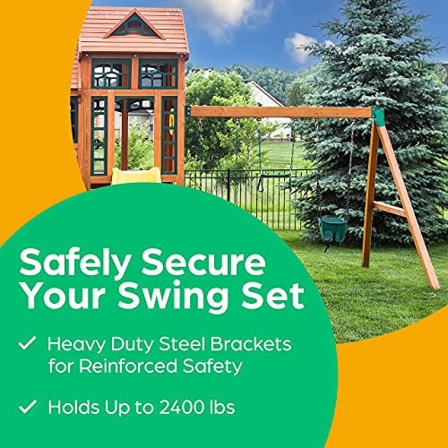 Jungle Gym Kingdom A-Frame 2 Brackets for DIY Swing Beam Set Kit Green | 3" Mounting Hardware